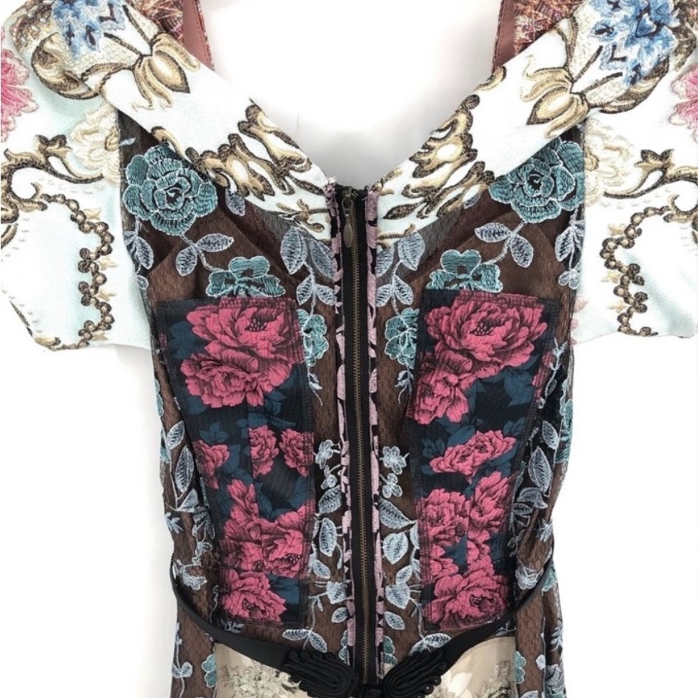 Byron Lars Beguile Brocade Sheath Dress size 2P petite short sleeved embroidered - Picture 7 of 14